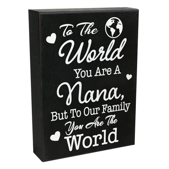 JennyGems To the World You Are a Nana, But To Our Family You Are the World Wood Sign, Birthday Gifts for Nana, Nana Gifts, Made in USA