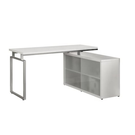 Monarch Computer Desk White Corner With Frosted Glass Walmart