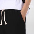 thumbnail image 2 of HAiming Men's Capri Pants Casual Loose Wide Leg Elastic Drawstring Waist Baggy Solid Color Summer Clothes, 2 of 9
