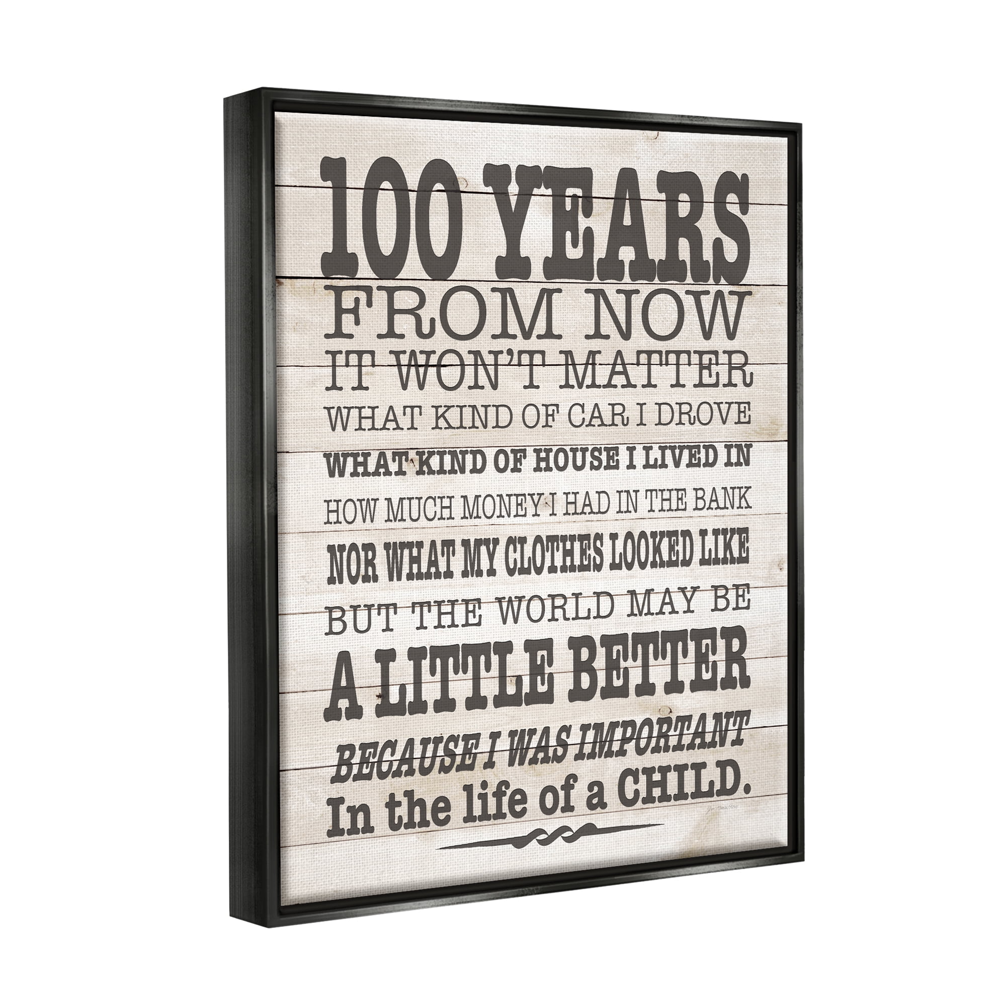 Stupell 100 Years From Now Inspiring Teacher Inspirational Painting Black Floater Framed Art Print Wall Art