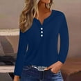 thumbnail image 2 of Levmjia Womens Tops Long Sleeve Cotton Solid Color V Neck Basic Shirt Fitted Comfortable Breathable for Work Office Casual Outfit Fall Spring All Season, 2 of 6