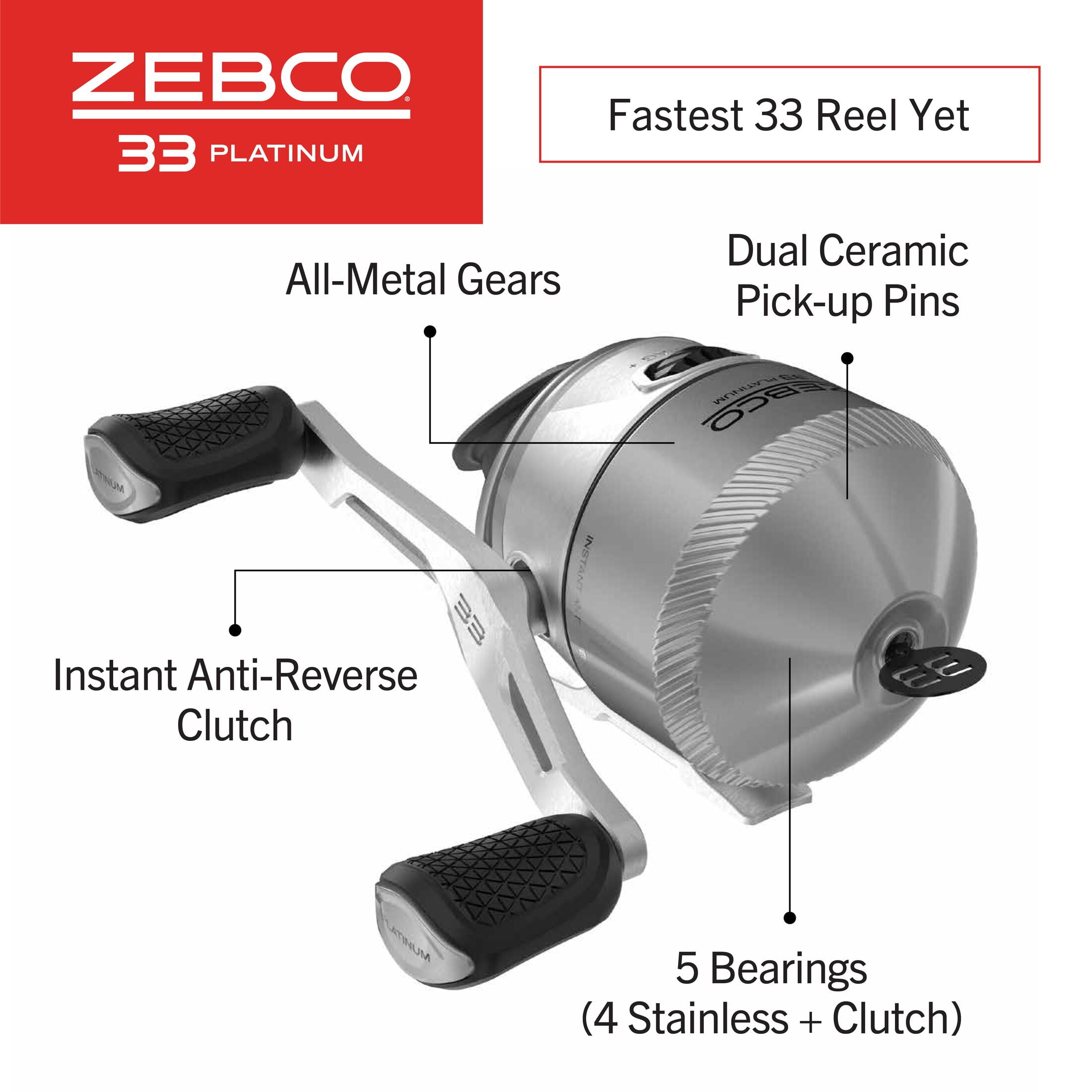 Zebco 33 Platinum Spincast Reel and Fishing Rod Combo, Size 30, 6