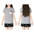 thumbnail image 2 of Beezizac Cute Cat Pajamas for Girls Modal Fiber Tee & Shorts Pj Set Tween Size 8, 2 of 7