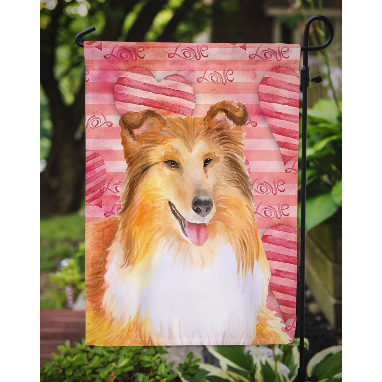 Carolines Treasures BB9807GF Sheltie Love Flag Garden Size  Small multicolor