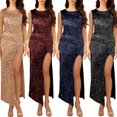 thumbnail image 3 of Vestido de lentejuelas para mujer Vestido de fiesta con abertura sin mangas brillante Vestidos Abanopi Vestido de mujer, 3 of 7