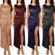 thumbnail image 3 of Vestido de lentejuelas para mujer Vestido de fiesta con abertura sin mangas brillante Vestidos CACAGOO Vestido de mujer, 3 of 7
