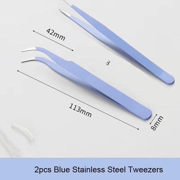 Pinzas de acero inoxidable de Color macarrones, pinzas puntiagudas rectas y curvas para pegatinas de uñas DIY/joyería de diamantes de imitación, 1/2 Uds.