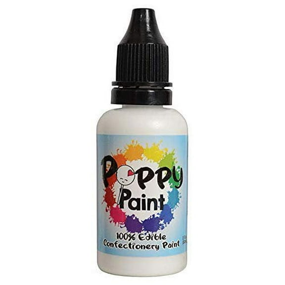 White Fast Drying Edible Poppy Paint for Cake Pops, Cookies, Chocolates - 30ml