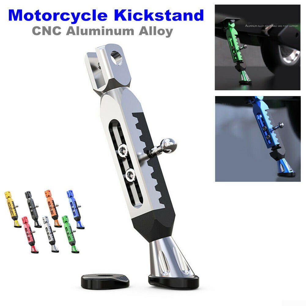 Black CNC Motorcycle Leg Prop Kickstand Single Side Stand 20.5-24.5cm Adjustable