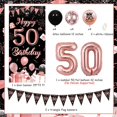 thumbnail image 6 of 50th Birthday Decorations for Women Black and Rose Gold, Happy 50th Birthday Door Banner, Triangle Flag Garland, Number 50 Balloon, Fifty Year Old Birthday Party Supplies, 6 of 7