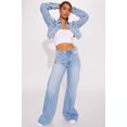 thumbnail image 3 of Chaqueta vaquera rasgada de manga larga para mujer, abrigo Vintage con bolsillos de parche, Tops elegantes, ropa de abrigo femenina con dobladillo deshilachado, 3 of 5