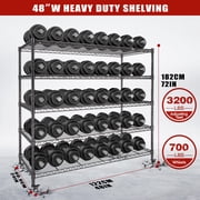 5 Tier Heavy Duty Wire Shelving Unit with Wheels | 3200 lbs Capacity Metal Storage Rack | Adjustable Garage Shelves 48W x 24D x 72H