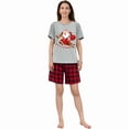 thumbnail image 4 of iHapHap Family Christmas PJs Plaid Short Sleeve 2Pc Sleep Set, Womens S, 4 of 6