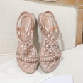 thumbnail image 6 of Woman Sandals Women Shoes Thick Sole Wedge Sandals Fashion Pearl Outdoor Beach Bohemian Sandals Pink 37, 6 of 7