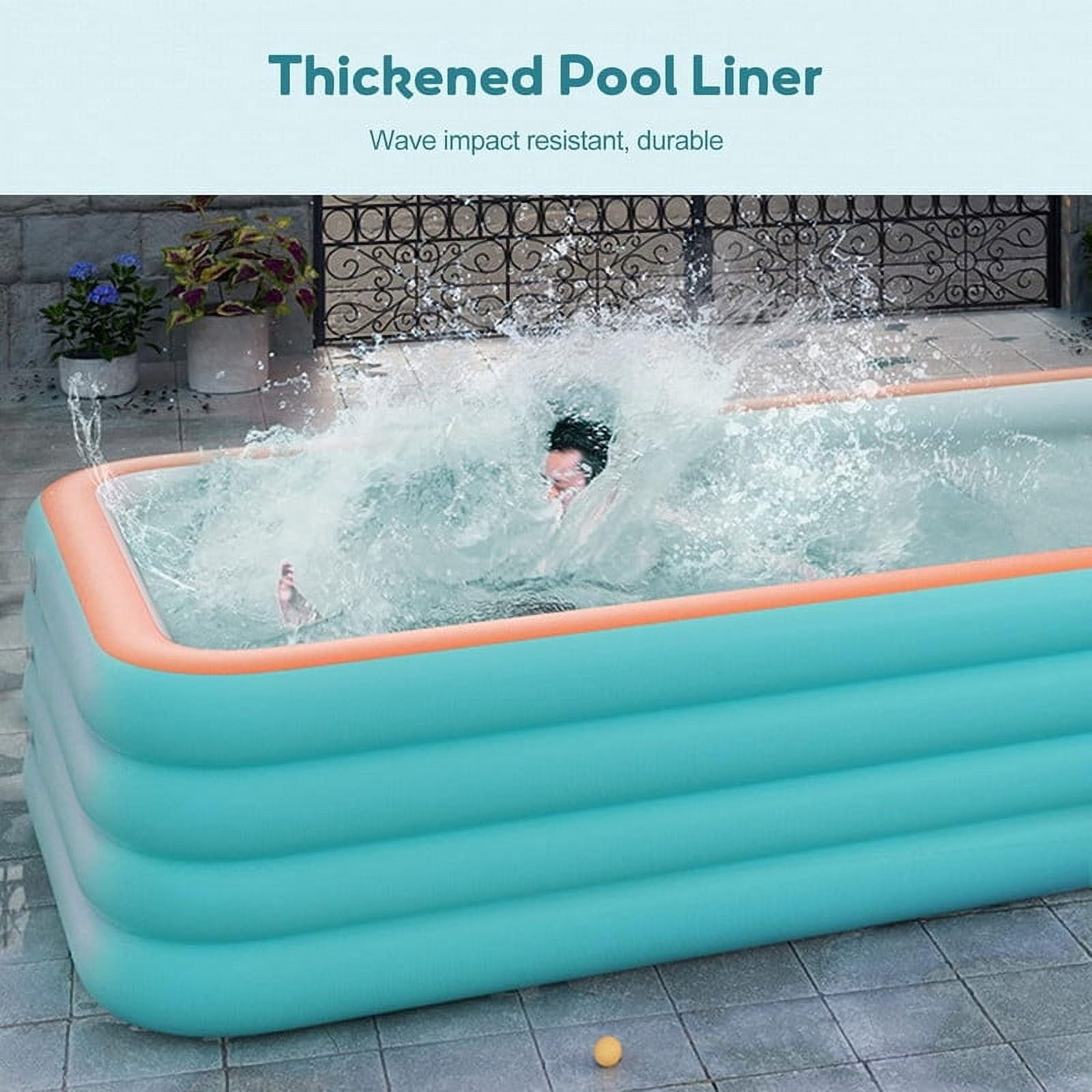 Inflatable Swimming Pools, Rectangular Inflatable Swimming Pool for Kids, Family Blow up Pool, Lounge Inflatable Pool for Backyard Garden Outdoor, Easy to Inflatable