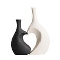 thumbnail image 2 of Juego de jarrones de cerámica, jarrón decorativo, jarrón artificial, porta flores secas, flor Blanco negro, 2 of 9