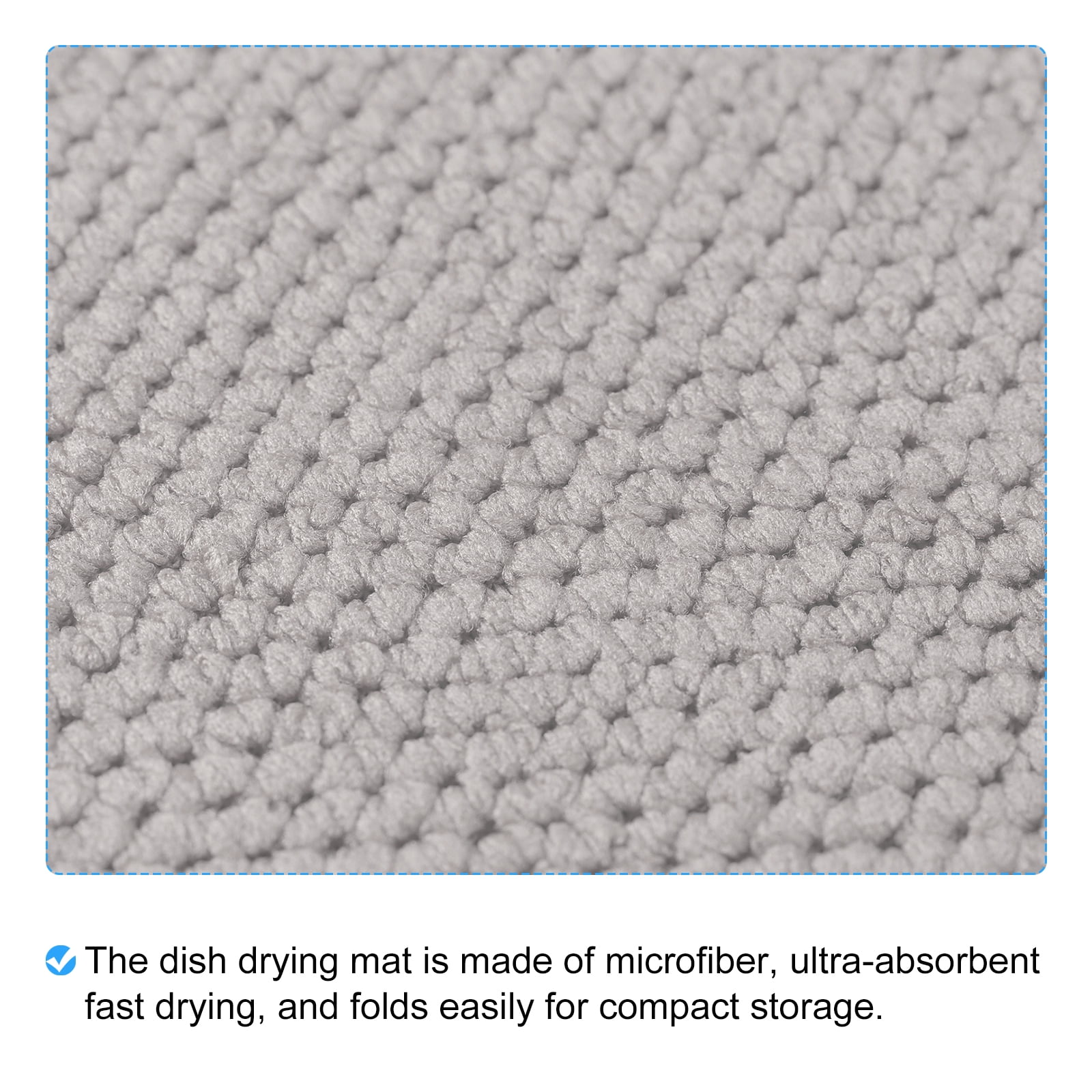 Unique Bargains Silicone Dish Drying Mat for Kitchen Table Pad Gray 19.69" x 14.97"