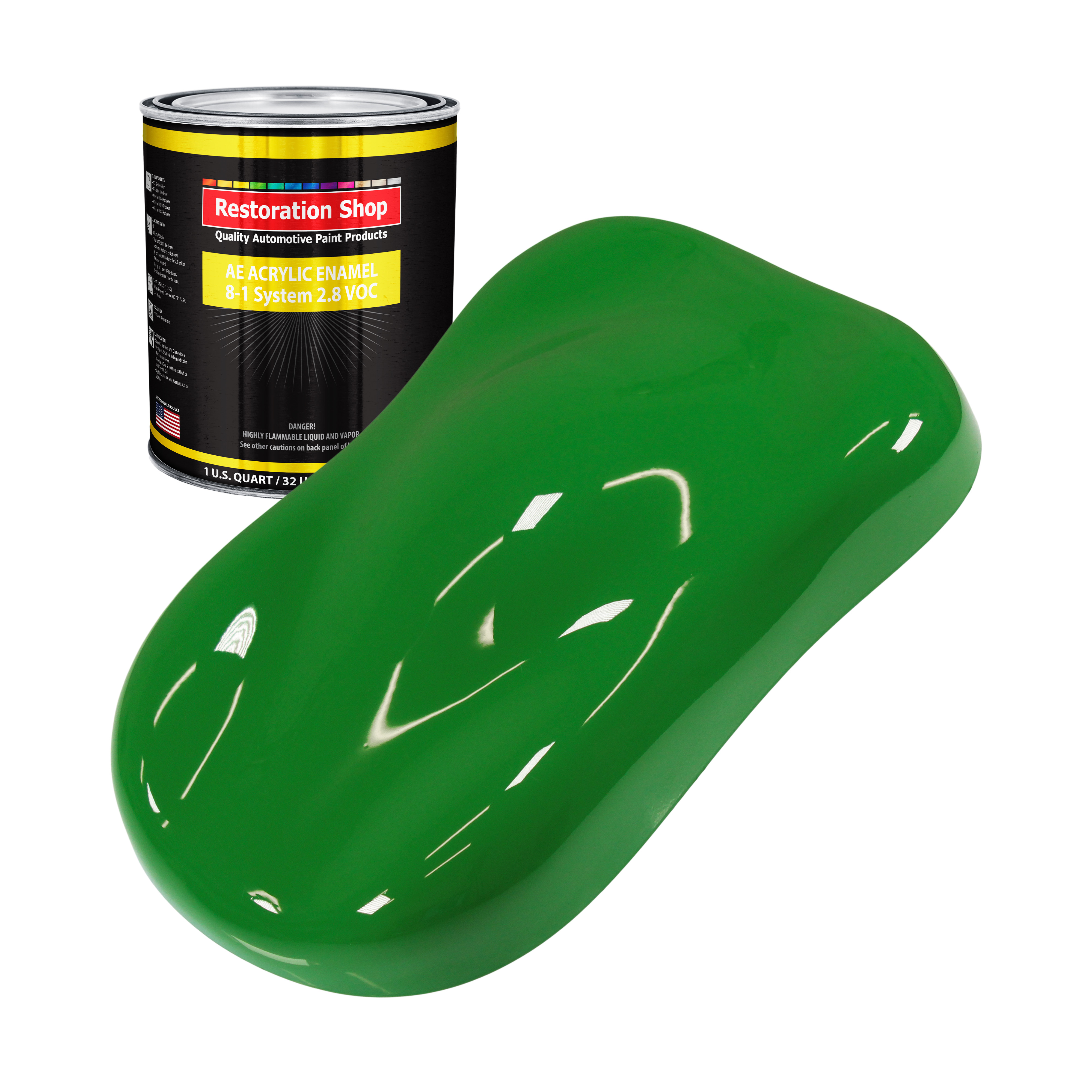 Restoration Shop - Vibrant Lime Green Acrylic Enamel Auto Paint - Quart