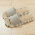 thumbnail image 2 of Daznico Unisex Linen House Slippers - Summer Thick Sole Non- Indoor Shoes, Breathable Comfort for Men & Women,Color:Coffee,Size:9.5, 2 of 9