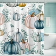 thumbnail image 3 of VogueV Fall Pumpkin Maple-Leaves Shower Curtain, Waterproof Mildew-Resistant Fabric Bath Décor for Thanksgiving, Farmhouse, Guest Bath, Dorm, Rv, Machine Washable, 72X72", 3 of 5