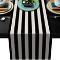 thumbnail image 3 of Modern Linen Black White Checkered Stripe Table Runner Wedding Party Dining Table Home Decoration Soccer Goal Cup Tablecloth, 3 of 5