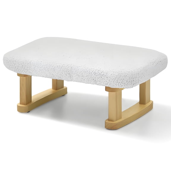 GIRACOA Small Foot Stool Ottoman, Rectangular Teddy Fleece Foot Rest with Wood Legs for Couch, Padded Footstool for Living Room, Bedroom & Office Under Desk
