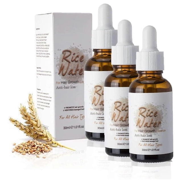 Sérum capilar de agua de arroz fermentada con biotina para un rápido crecimiento del cabello, nutrición profunda y protección contra daños, 3 unidades.