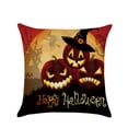 thumbnail image 4 of Happy Halloween Pumpkin Soft Linen 45x45cm linen pillowcase Soft Throw Cartoon Pattern Pillowcase for Sofa Home Decor, 4 of 9