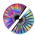 thumbnail image 4 of 10 Inch Colorful Stripe Kung Fu Fan - Boots On The Ground Hand Fan, Clacking Fans for Line Dancing, Popping Fans Large Holographic Folding Fan Iridescent Clack Hand Fan,Foldable Craft Holding Laser, 4 of 6