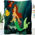 thumbnail image 1 of Cartoon Mermaid Ariel Pattern Blanket Stylish Sofa Blanket Portable for Birthday Souvenir Gifts,59x79inch/150x200cm, 1 of 10