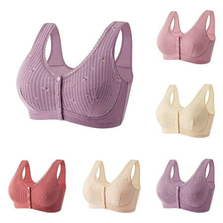 Patlollav Women Casual Sexy Front Button Shaping Cup Shoulder Strap Underwire Bra Plus Size Extra-Elastic Wirefree