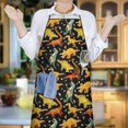thumbnail image 6 of Black Toy Like Dinosaurs Pattern Apron-Garden Aprons for Women with Pockets-Cotton Linen Waterproof Kitchen Cooking Gardening Aprons Adjustable for Kitchen,Cooking,BBQ and Salon 33x27 Inch, 6 of 7