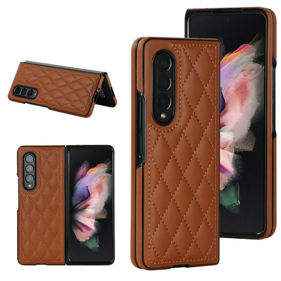 Allytech Samsung Galaxy Z Fold 3 Case, Z Fold 3 Case for Girls Women, PU Leather Slim Fit Shockproof Protective Bumper Case Cover for Samsung Galaxy Z Fold 3 - Brown