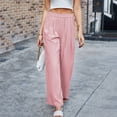 thumbnail image 6 of XuJwPNcy Wide Leg Pants Woman Casual Elastic High Waist Long Pant Lightweight Loose Beach Trousers with Pockets, 6 of 7