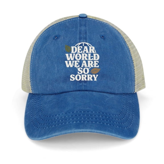 Dear World We Are So Sorry Dark Blue Trucker Hat for Men Women, Adjustable Mesh Back Baseball Cap