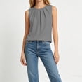 thumbnail image 6 of Women's Pleated Crew Neck Sleeveless Tank Top, Casual Loose Chiffon Tunic Top, Breathable Office Work Daily Blouse for Women S-2XL, 6 of 6