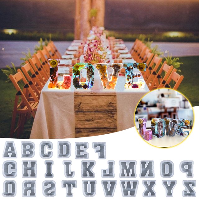 Xihbxyly Letras de Gel de Cristal para Hacer Tú Mismo, Moldes Grandes de Resina para Alfabeto, Diseño Flexible y Reutilizable, Decoración de Escritorio, Fabricación de Jabón de Cera de Vela, Decoraci