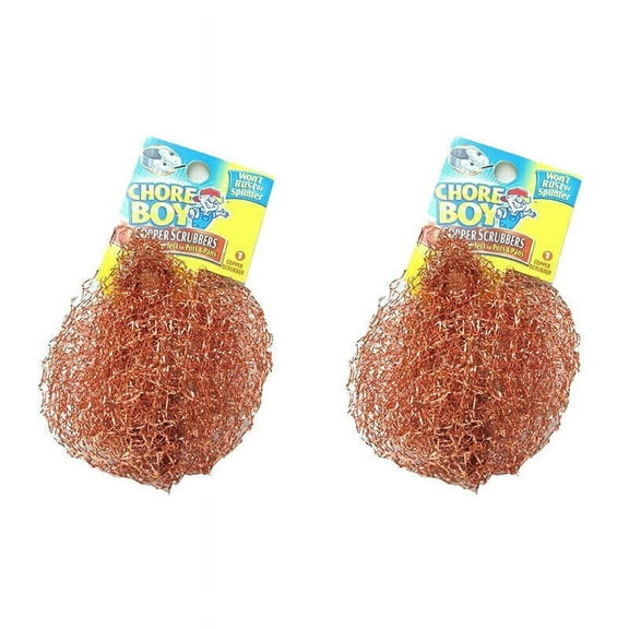 2 Pcs Chore Boy Copper Scrubbers, Rust Free Perfect for Pots and Pans