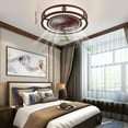 thumbnail image 5 of 36W Caged Low Profile Ceiling Fans with Light, Flush Mount Farmhouse Fandelier W/ Remote Control for Home, 5 of 24