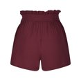 thumbnail image 4 of YYDGH Women's Summer Shorts Pants Ruffle Belted Elastic Hight Waist Casual Shorts with Pockets Wine Red M, 4 of 6
