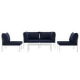 thumbnail image 4 of Modway Harmony 5 Piece Outdoor Patio Aluminum Sectional Sofa Set in White Navy, 4 of 7
