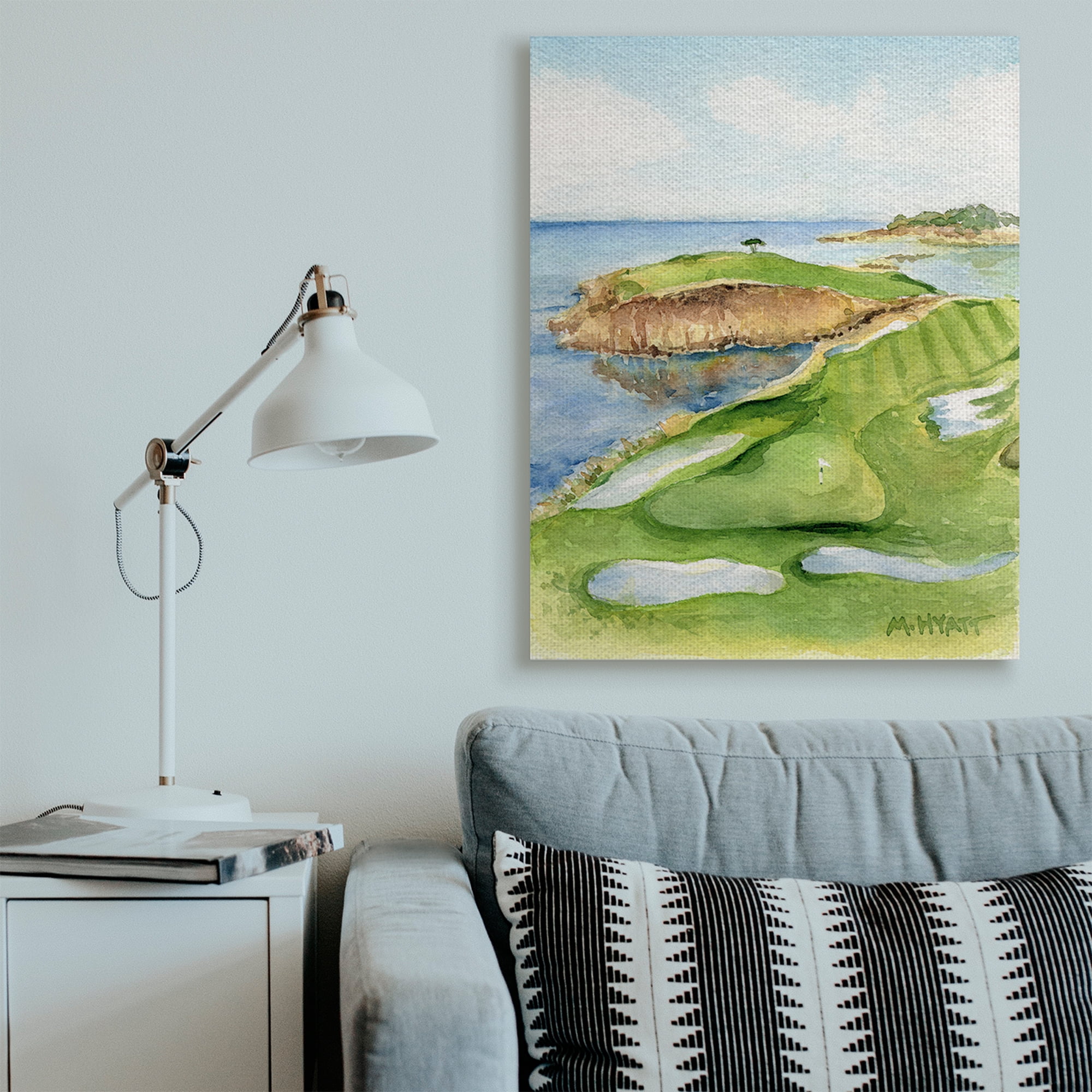Stupell Industries Pebble Beach Cliffside Golf Course Soft Watercolor Canvas Wall Art, 36 x 48, Design by Melissa Hyatt LLC