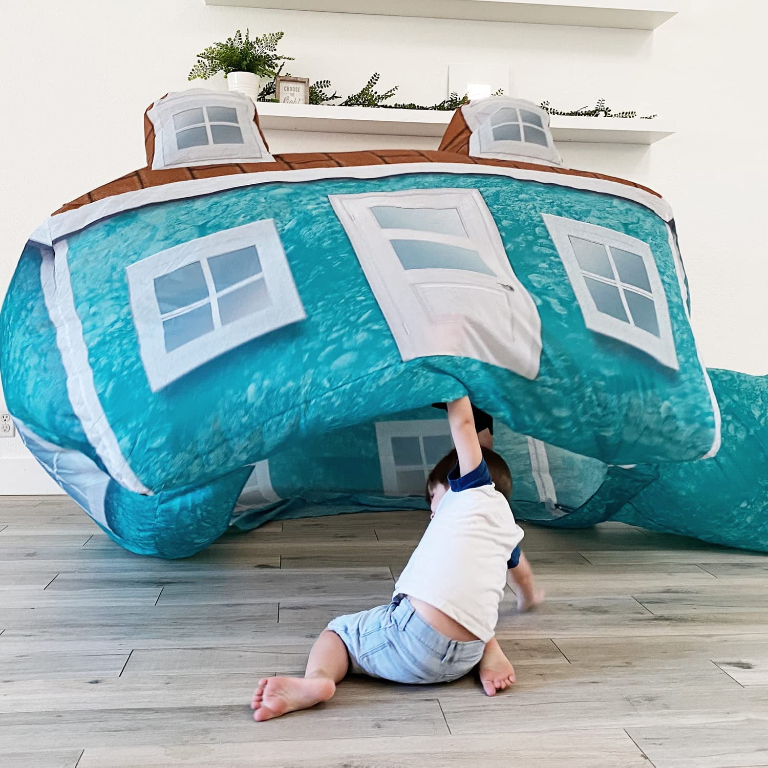 The Original Patented AirFort - Build A Fort in 30 Seconds, Inflatable Fort for Kids, Play Tent for 3-12 Years, A Playhouse Where Imagination Runs Wild, Fan not Included (Cabin)