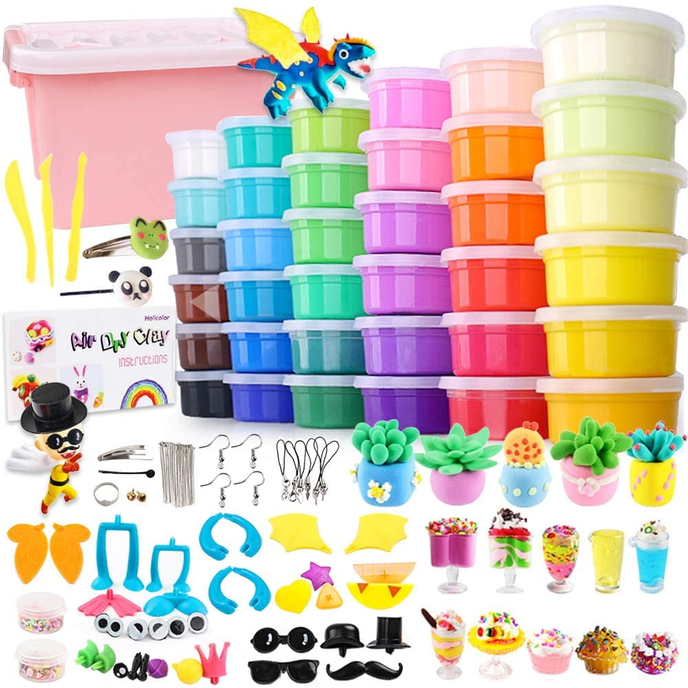 Air Dry Clay for Kids 36 Colors HOMETALL Hey Modeling Clay Kit with Magic Clay Tools & Craft Clay Accessories Cool Crafts DIY Creative for Kids Ages 8-12 