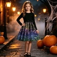 thumbnail image 5 of THDHVS Girls Long Sleeve Dress,Girls Halloween Print Long Sleeve Dress Belted Waist Performance Party Wear,Dresses for Girls 5-6 Years, 5 of 9