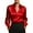 Red, variant on Women's Sheer Sleeve Satin Blouse Open Collar V-Neck Top Relaxed Fit Business Casual Shirt with Modern Striped Detail​ Navy