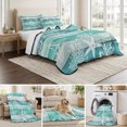 thumbnail image 6 of Queen Quilt Set 90''x96'', Teal Coastal Beach Lightweight Bedspread Coverlet Set with 2 Pillow Shams, Nautical Starfish Coral Vintage Wooden Breathable All Season Quilt Bedding for Bedroom/Guest Room, 6 of 9
