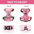 thumbnail image 6 of PoyPet Dog Harness,[Release at Neck] No-Pull Pet Harness with Easy Control Handle,Adjustable Reflective No-Choke Soft Pet Oxford Vest for Small Medium Large Dogs(Checkered Pink,M), 6 of 9