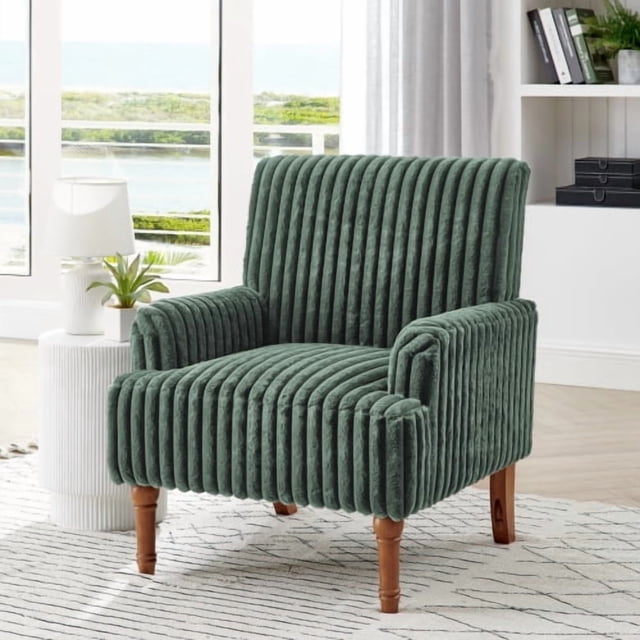 Silla de acento moderno con 2 "Wide Wale Corduroy, 9" patas de madera maciza, cómodo sillón tapizado en café oscuro para la sala de estar