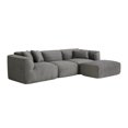 thumbnail image 4 of 122" Velvet Sofa with Movable Footstool & 3 Throw Pillows, 4-Seater L-Shape Modular Sofa with 27'' Deep Seat, Upholstered Sleeper Couches for Living Room Bedroom, No Assembly Required, Gray, 4 of 9